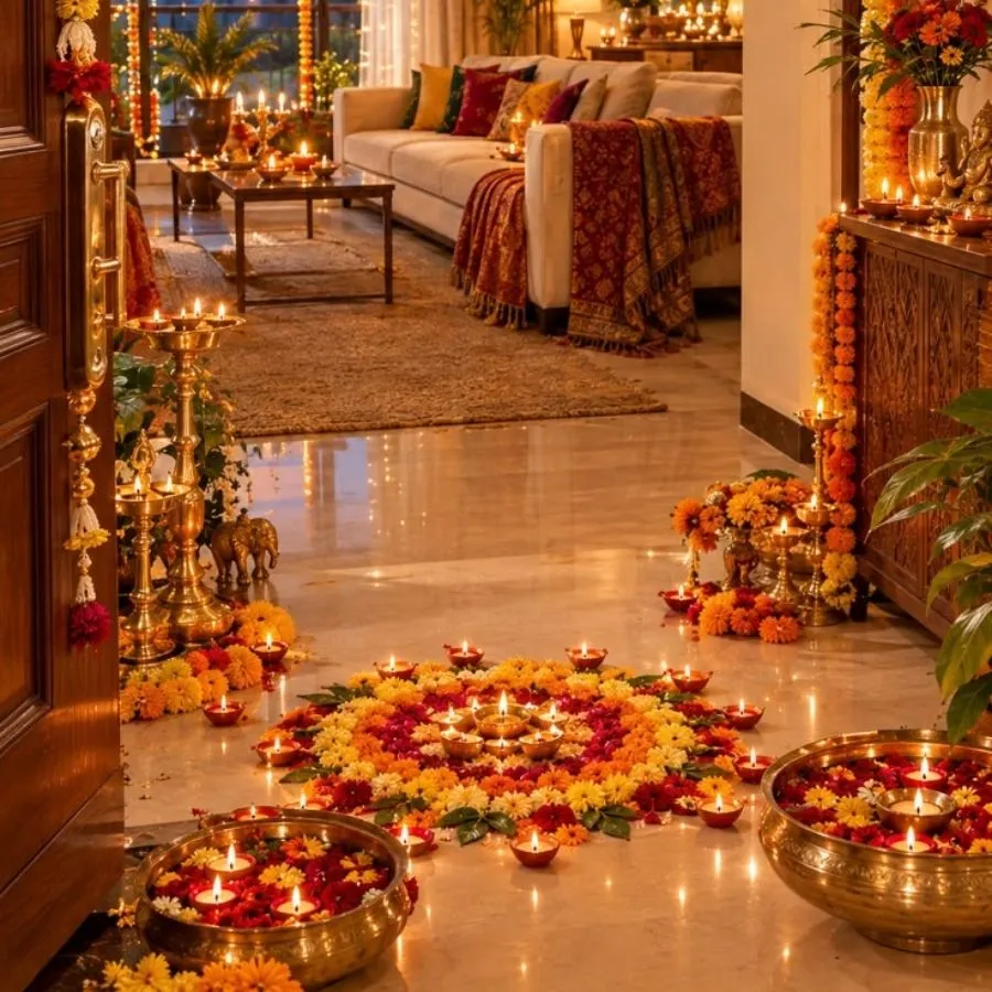 Elegant Floral Diwali Decor Dubai